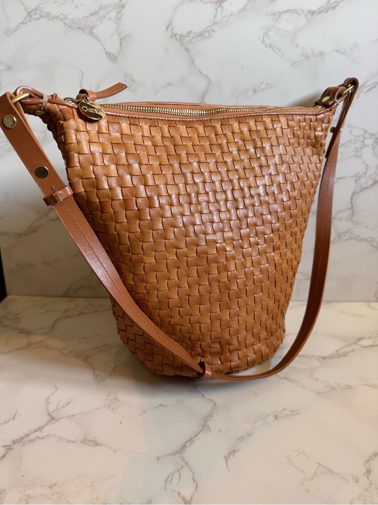 Clare V. Handbags - Clare V. Petite Jeanne | Natural Woven Checker | Leather Shoulder Bag